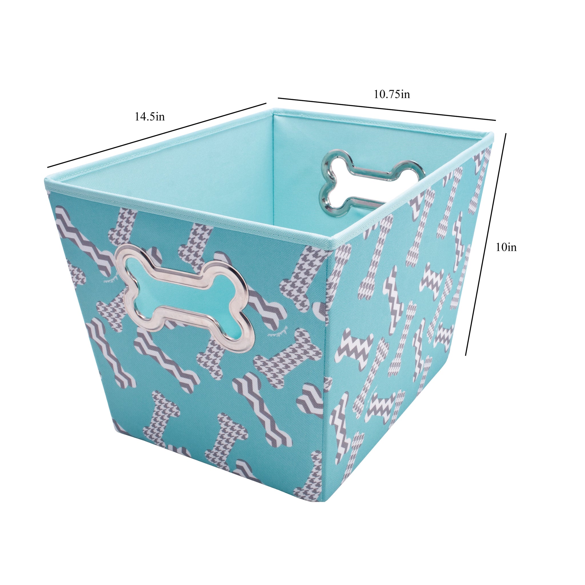 Bone Dry Pet Storage Bin - Medium Rectangle Lattice Paw Print Design, Nautical Blue, 16x10x12 Inches